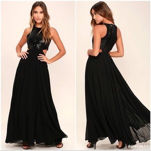 Lulu’s Black Sequin Formal cutout Dress